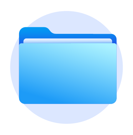 A blue file folder icon